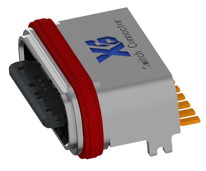 XB-TYPE C 8P-1-XX  IPX7防水TYPE C USB  8P SMD 板上防水母座L=6.65mm(带钢片)(U型锌合金外壳 外露0.95)